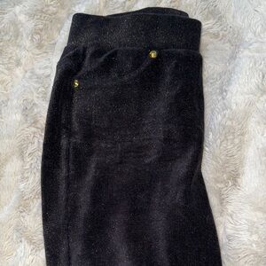 Michael Kors Black Shimmery Leggings with Gold Stud Accents